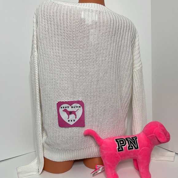 Victoria’s Secret PINK M Logo 100% Cotton Sweater V-Neck - Picture 2 of 2